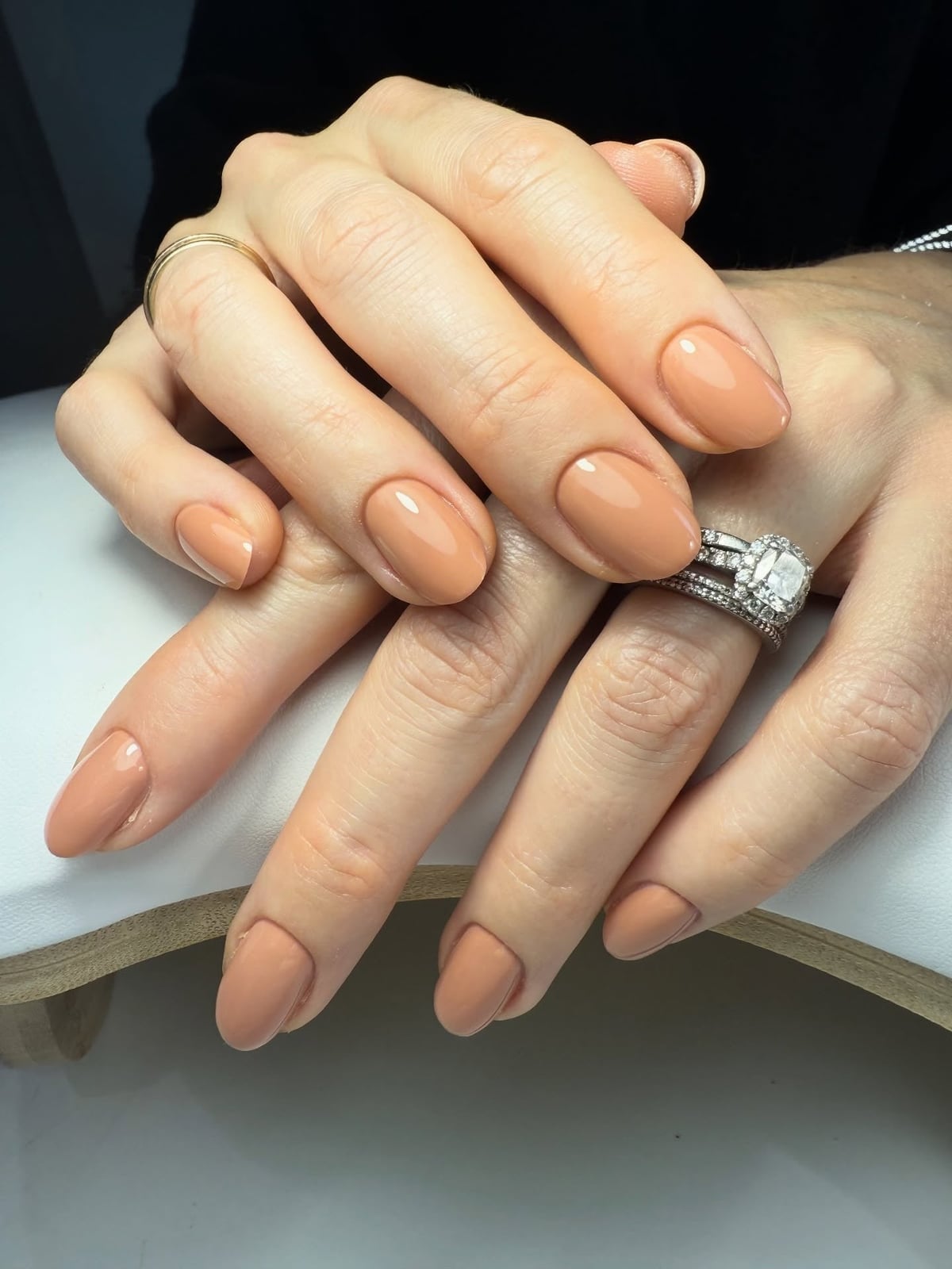 Matte Tan Long Coffin Nails, Close-Up Take Matte Tan Long Coffin Nails, Close-Up Take — Tan Nails