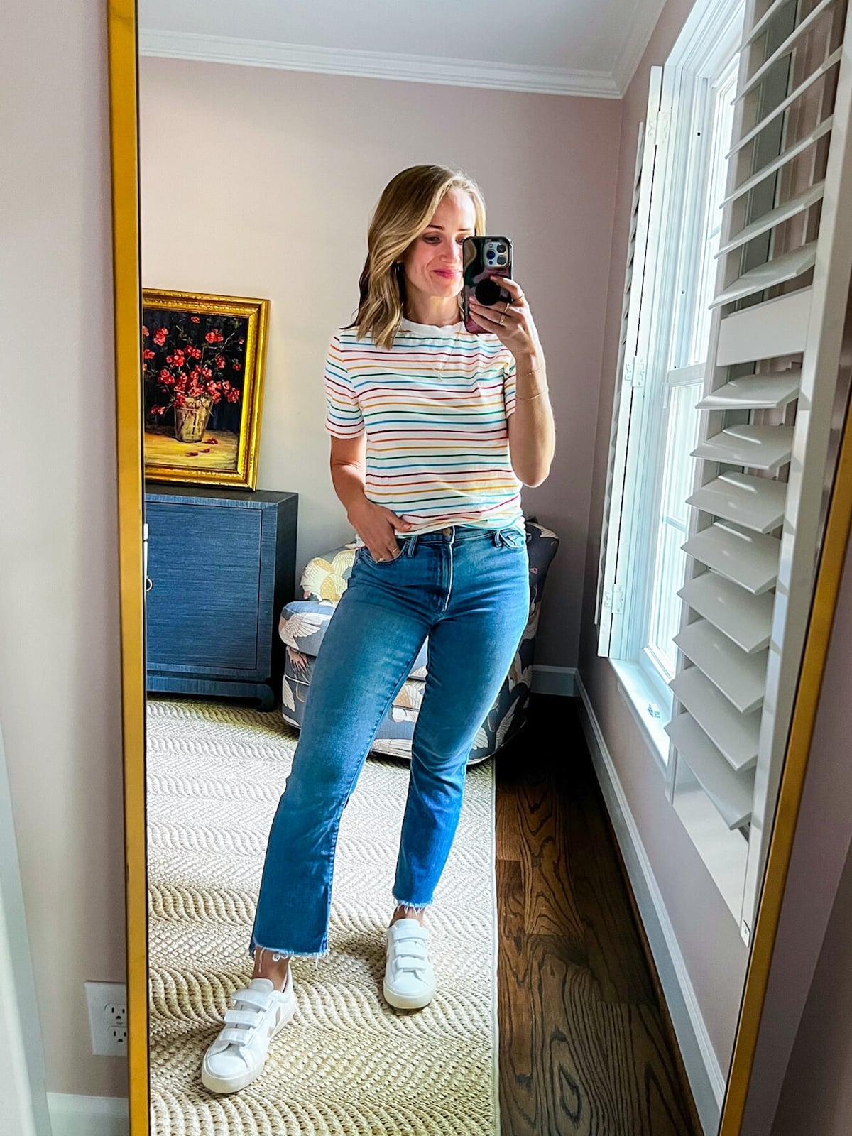 Striped T-Shirt With Blue Jeans Striped T-Shirt With Blue Jeans — Teacher Outfits Elementary