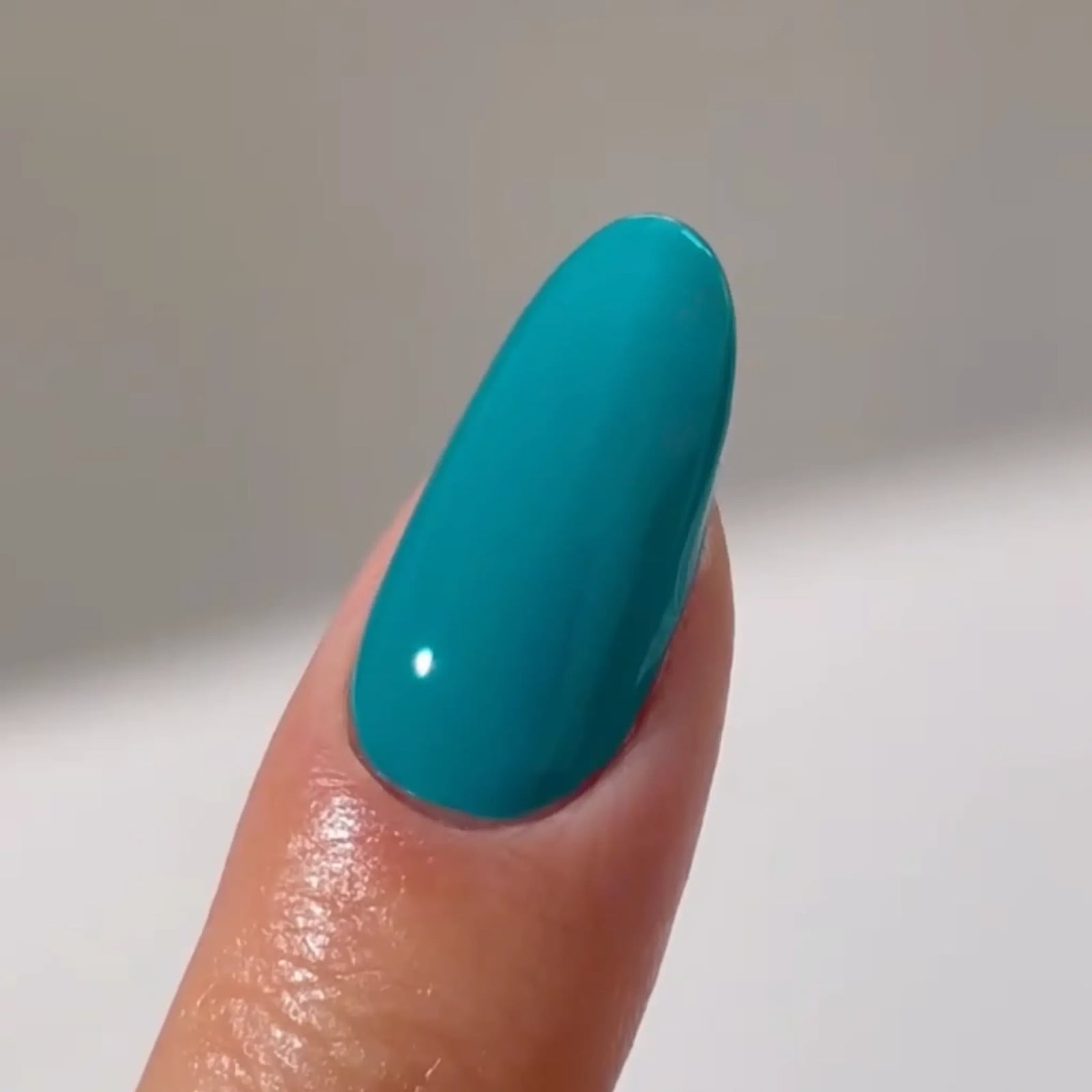 Solid Glossy Medium Oval Teal Nails Solid Glossy Medium Oval Teal Nails