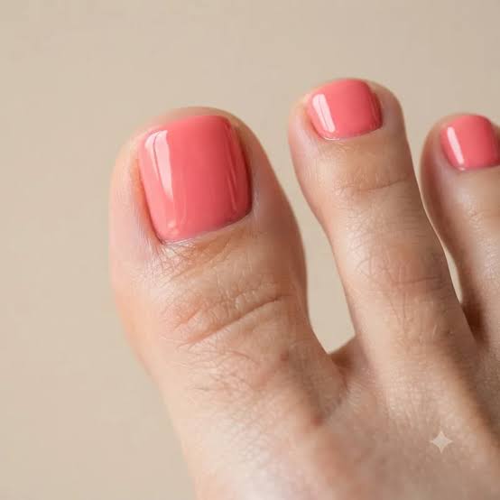 Vibrant Coral Pink Glossy Toenail Vibrant Coral Pink Glossy Toenail — Toenail Colors
