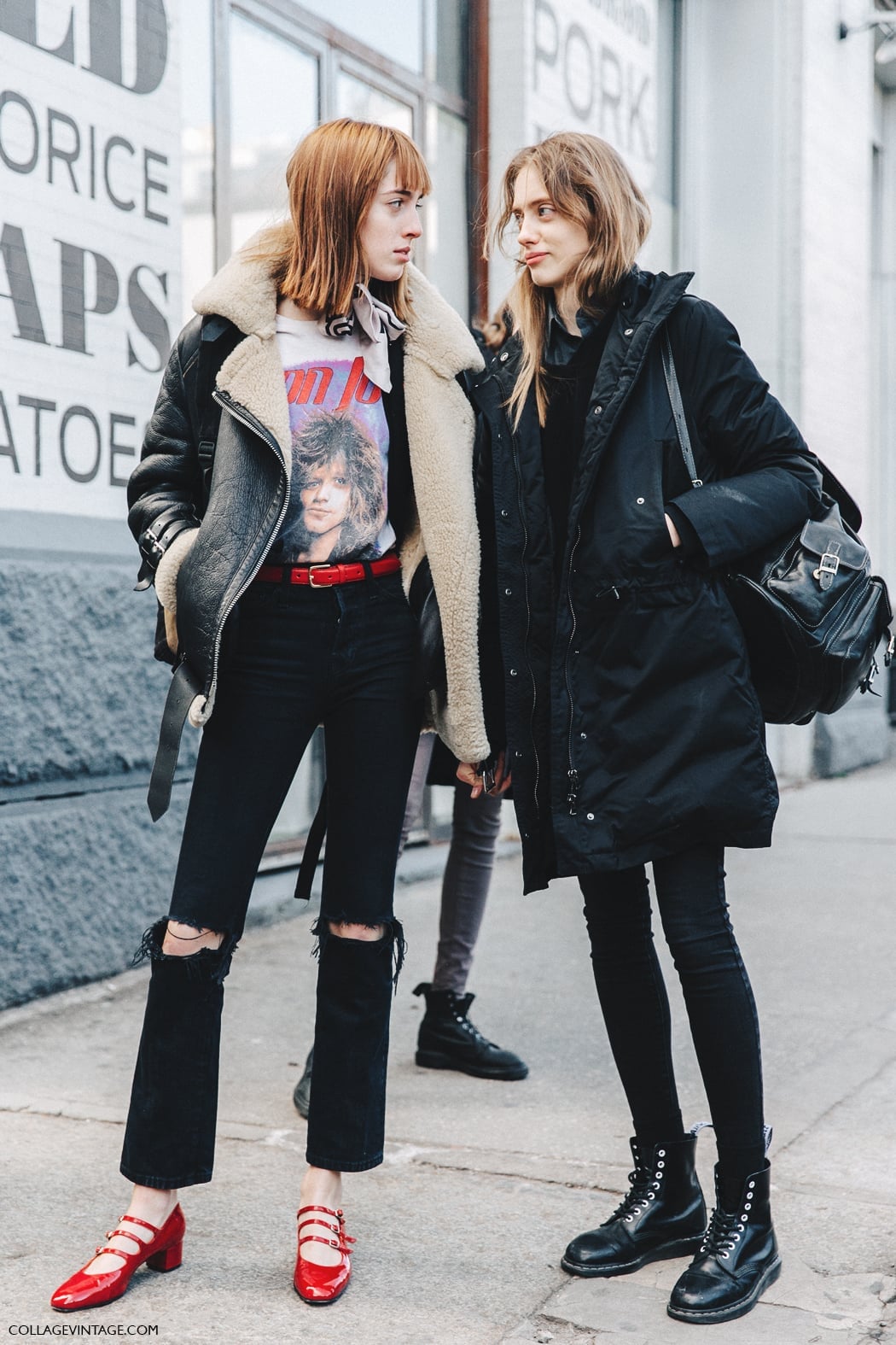 Shearling Lined Leather Jacket With Distressed Jeans Shearling Lined Leather Jacket With Distressed Jeans — Tomboy Outfits
