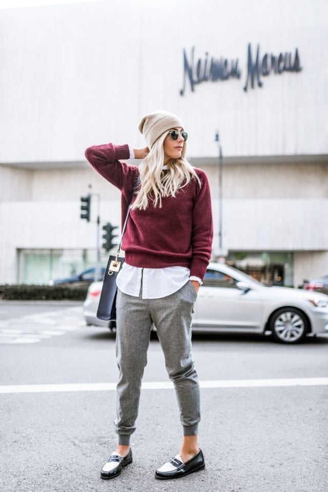 Layered Sweater And Shirt With Gray Trousers Layered Sweater And Shirt With Gray Trousers — Tomboy Outfits