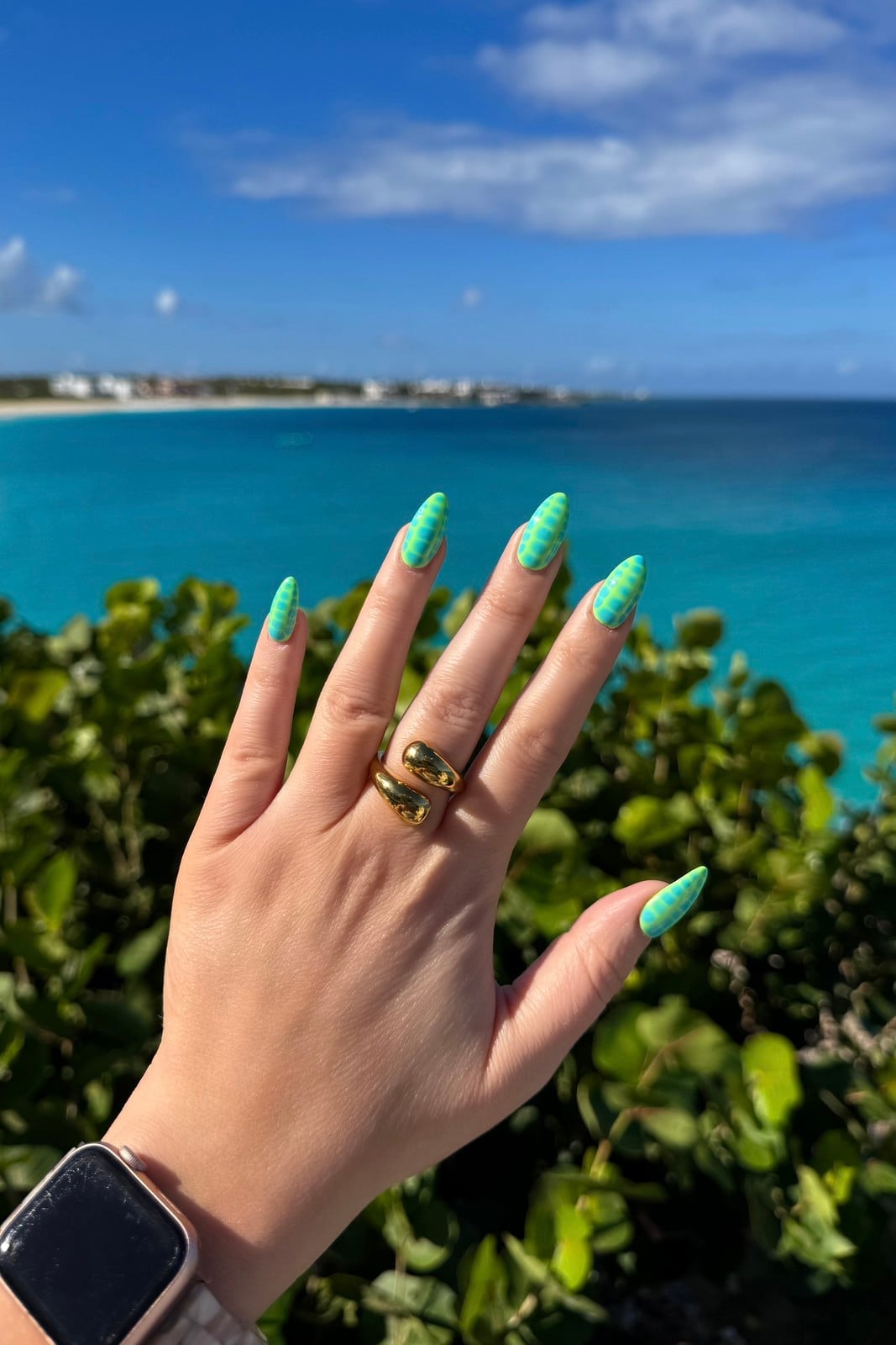 Green Turquoise Checkered Long Sharp Almond Nails Green Turquoise Checkered Long Sharp Almond Nails — Turquoise Nails
