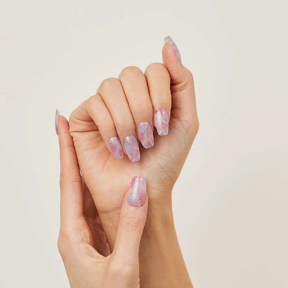 Short Oval Pale Lilac Celestial Motifs Short Oval Pale Lilac Celestial Motifs — Unicorn Nails
