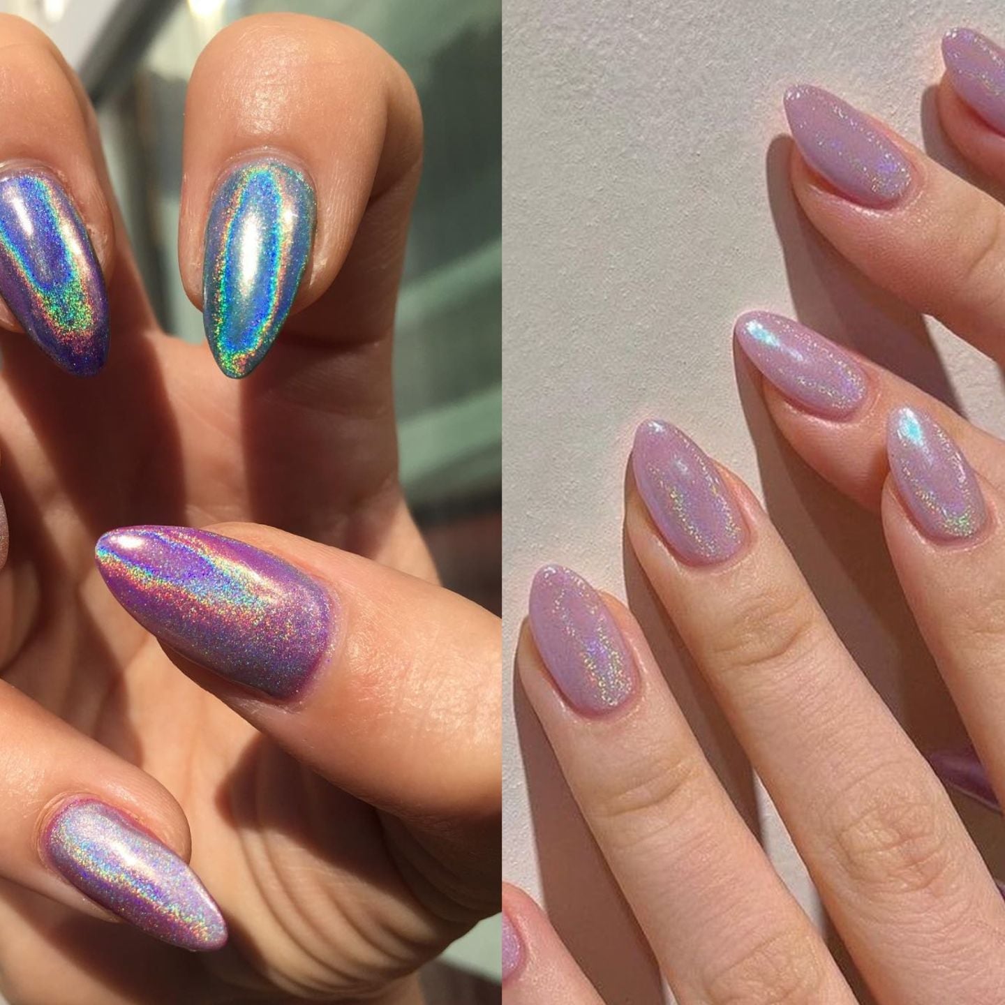 Medium Almond Holographic Chrome Medium Almond Holographic Chrome — Unicorn Nails