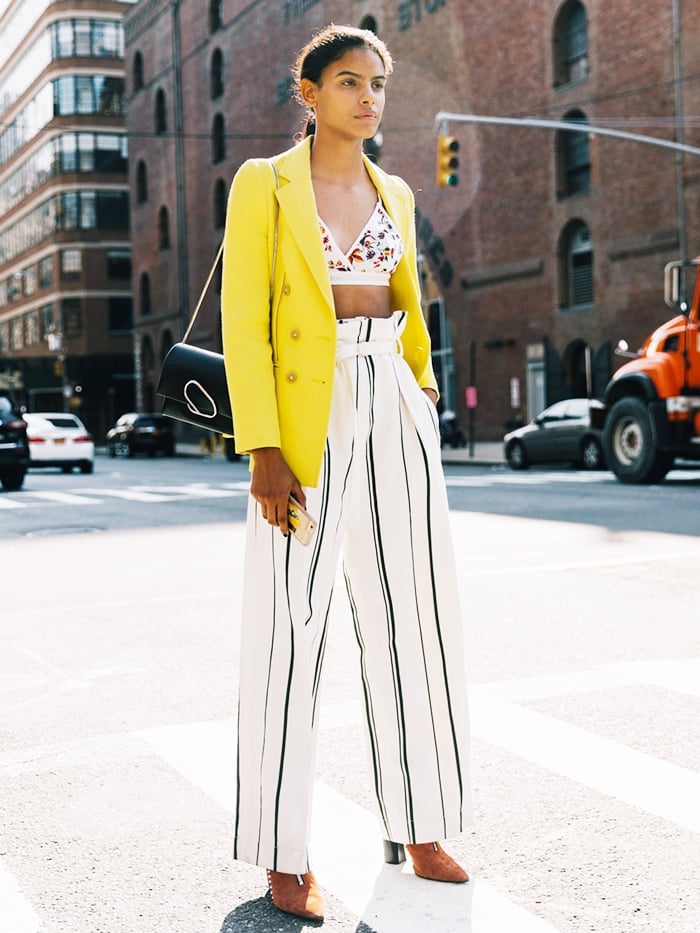 Yellow Blazer with Crop Top and Wide-Leg Trousers Yellow Blazer with Crop Top and Wide-Leg Trousers — Unique Outfits