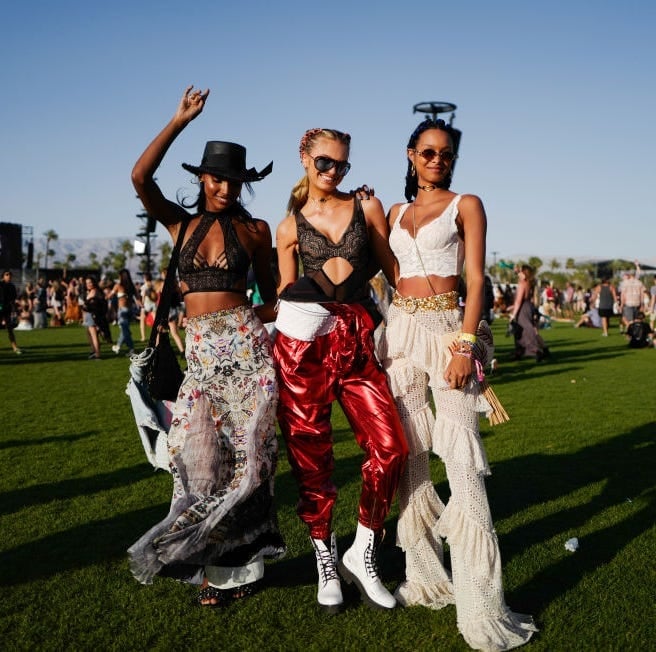 Festival Attire with Metallic Pants and Lace Bralette Festival Attire with Metallic Pants and Lace Bralette — Unique Outfits