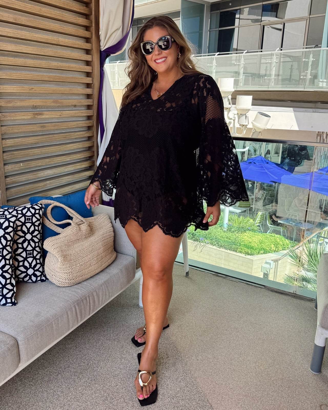 Black Lace Cover-Up Over Swimsuit Black Lace Cover-Up Over Swimsuit — Vegas Outfits