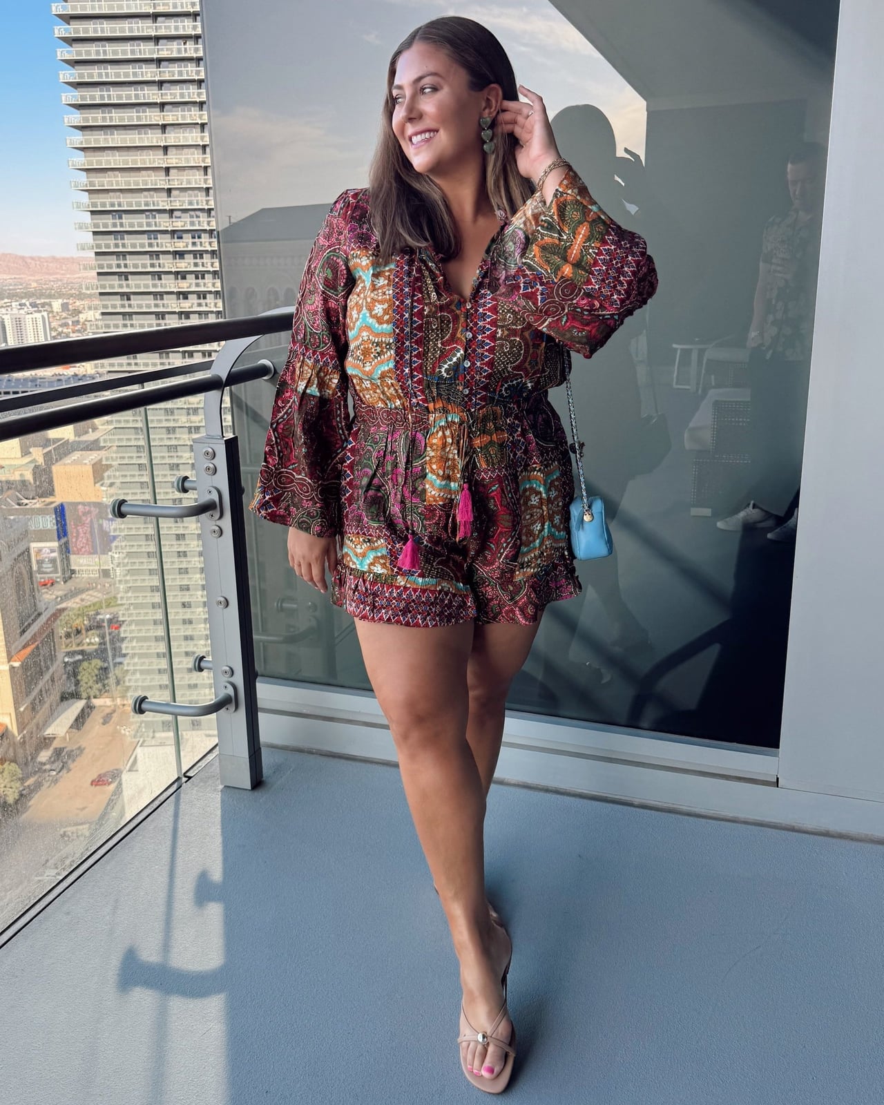 Paisley Print Bell Sleeve Romper Paisley Print Bell Sleeve Romper — Vegas Outfits