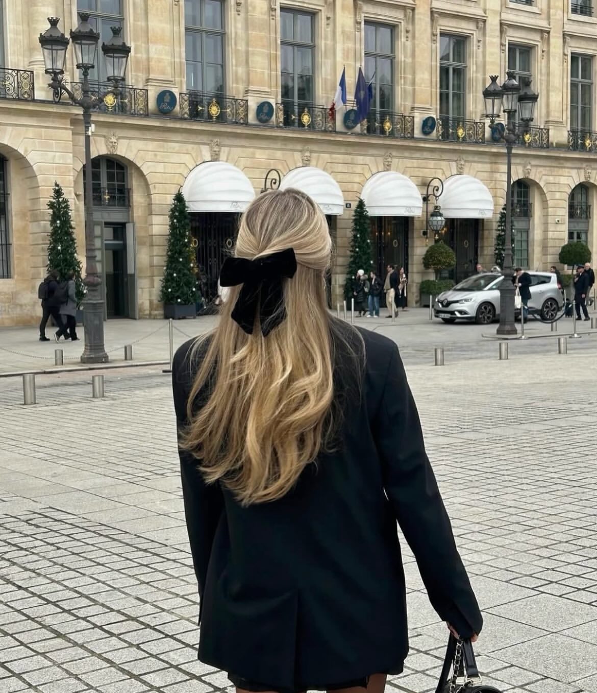 Velvet Bow Half-Up Waves For Winter Style