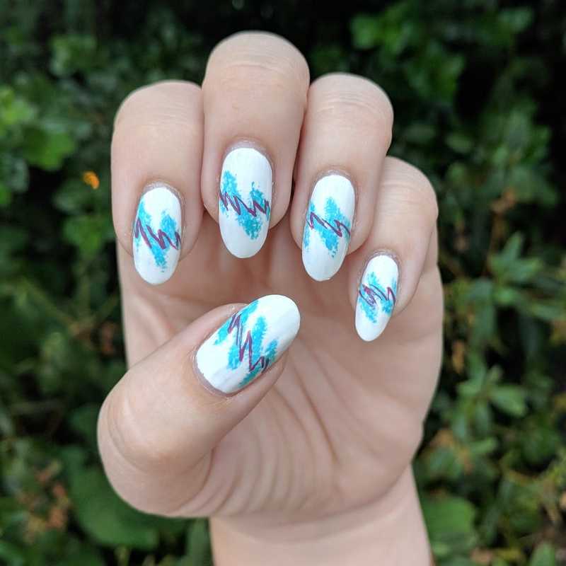 Abstract Strokes Medium Oval Nails Abstract Strokes Medium Oval Nails — Vintage Nails