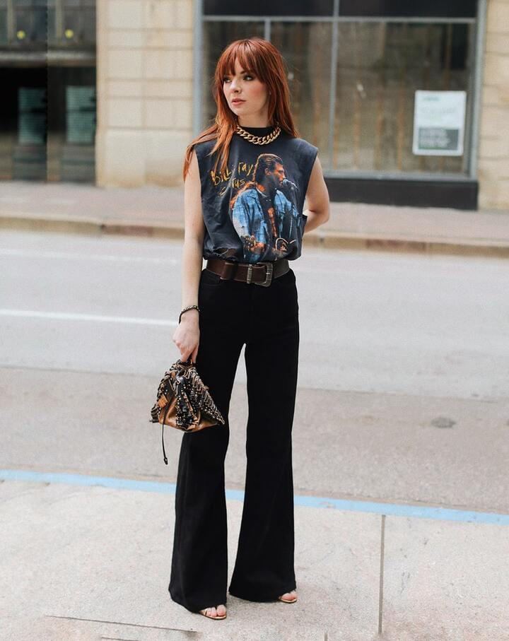 Graphic T-Shirt With Flared Pants Graphic T-Shirt With Flared Pants — Vintage Style