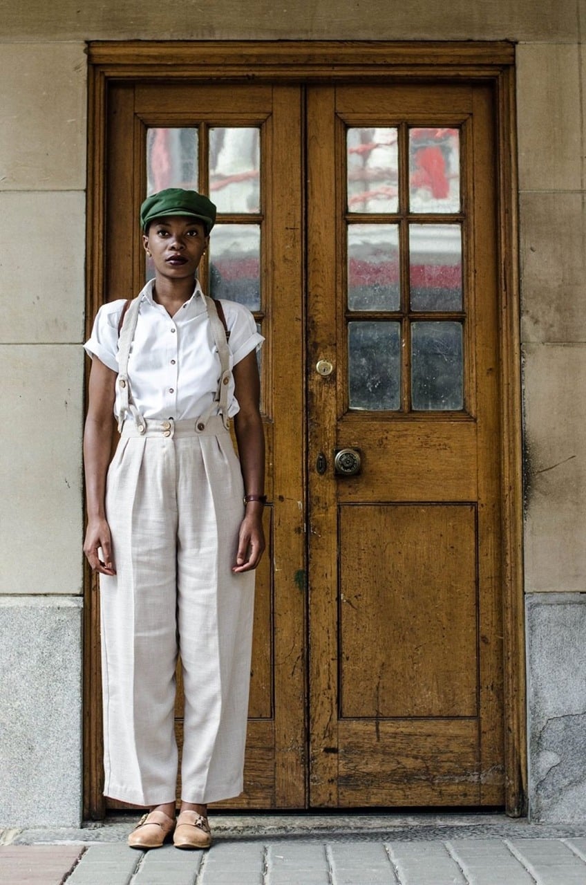 White Shirt With Suspenders And Wide Leg Trousers White Shirt With Suspenders And Wide Leg Trousers — Vintage Style