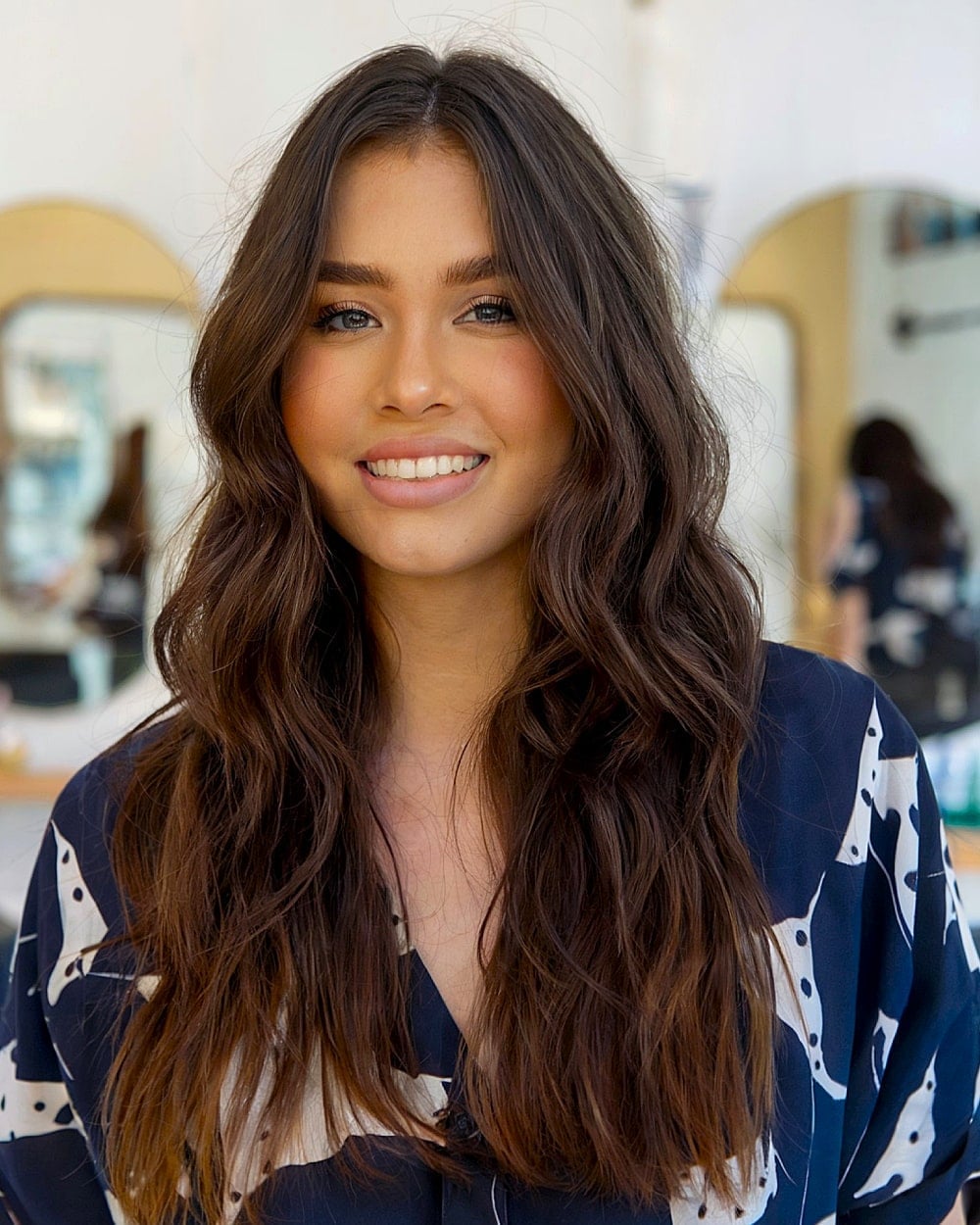 Long Glossy Waves With Subtle Highlights Long Glossy Waves With Subtle Highlights — Wavy Hair