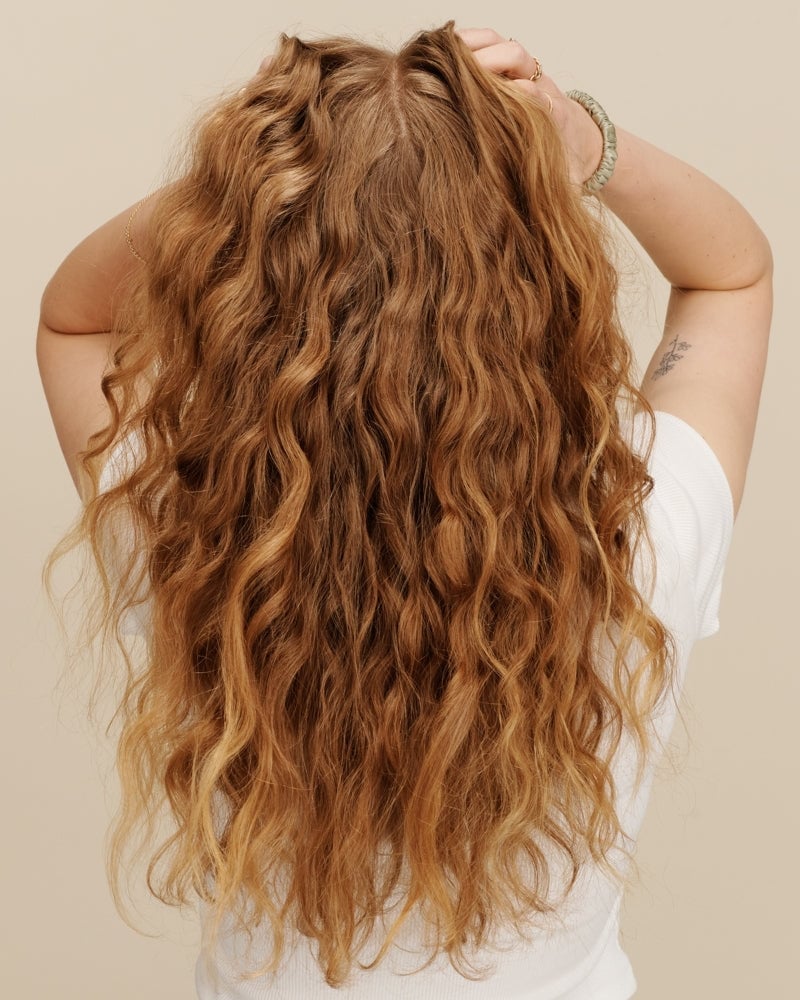 Mid-Back Layers In Reddish Blonde Mid-Back Layers In Reddish Blonde — Wavy Hair