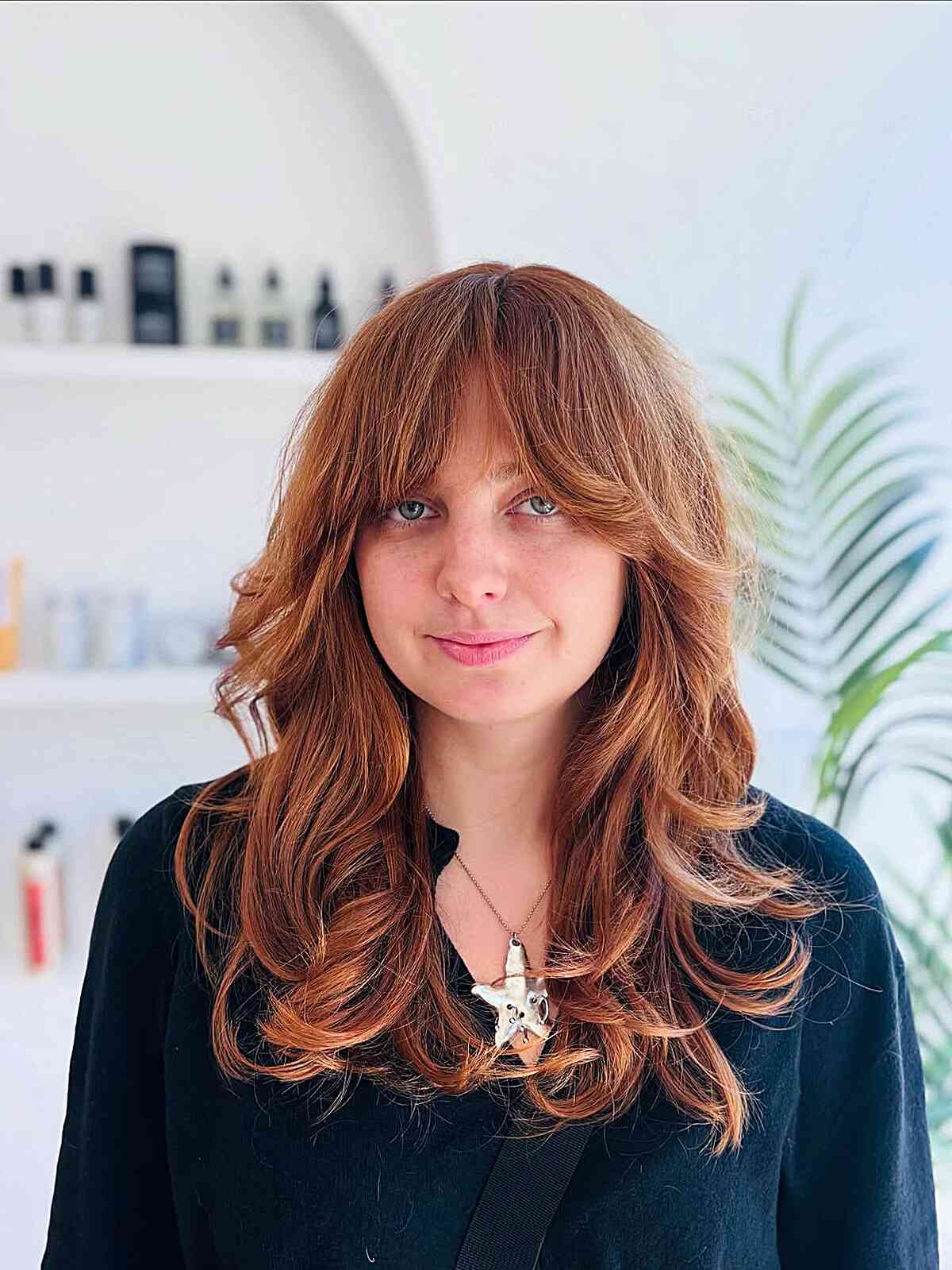 Shoulder Length Copper Waves Shoulder Length Copper Waves — Wavy Hair