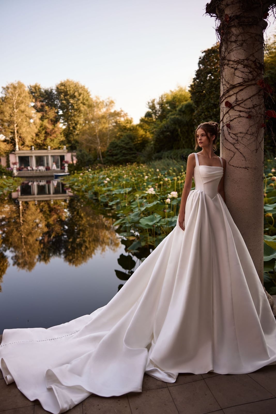 White satin ballgown with square neckline, Office-Safe Version White satin ballgown with square neckline, Office-Safe Version — Wedding Dress