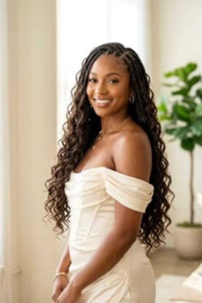 Braided Crown With Loose Curls Braided Crown With Loose Curls — Wedding Hair