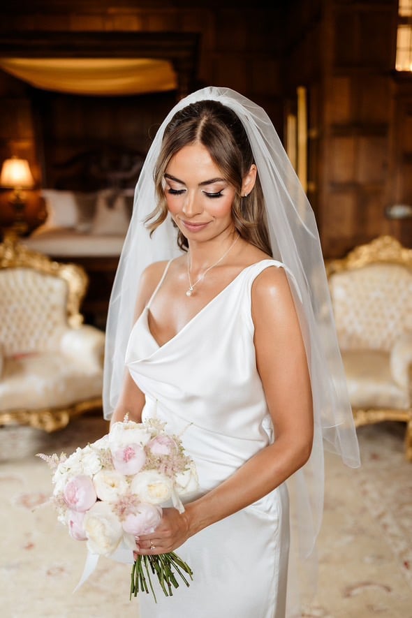 Collarbone Length Soft Waves With Veil Collarbone Length Soft Waves With Veil — Wedding Hair