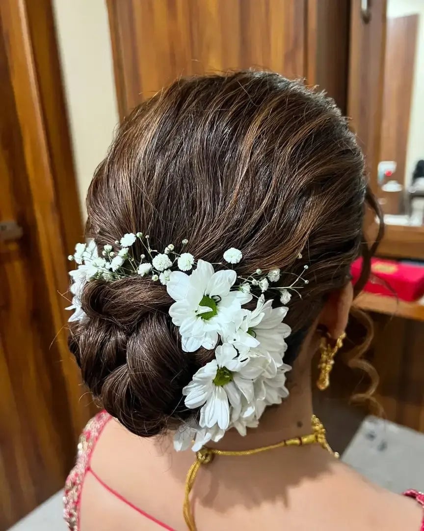 Braided Updo With Floral Accents Braided Updo With Floral Accents — Wedding Hair