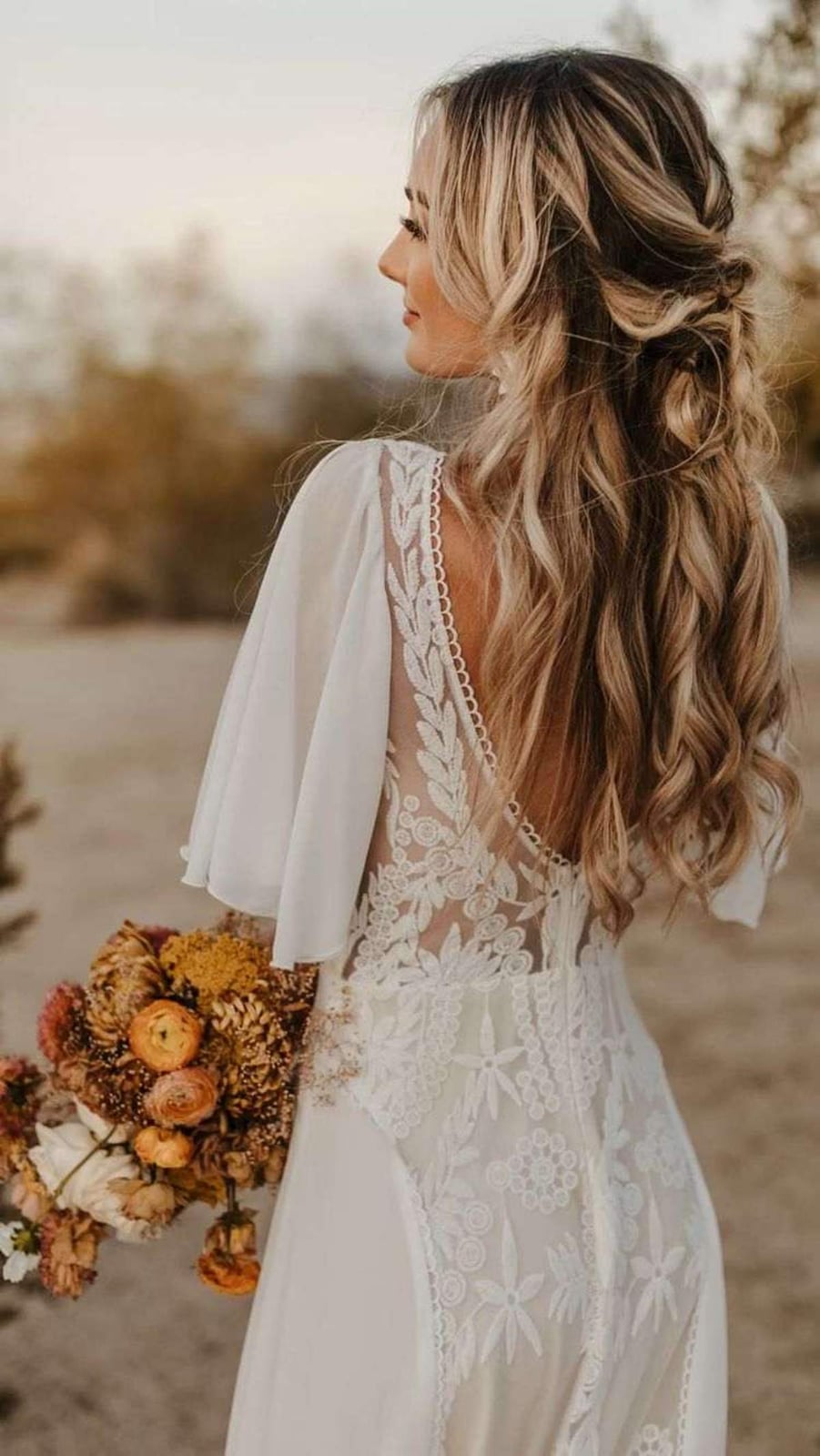 Loose Braid With Waves For Boho Style Loose Braid With Waves For Boho Style — Wedding Hair