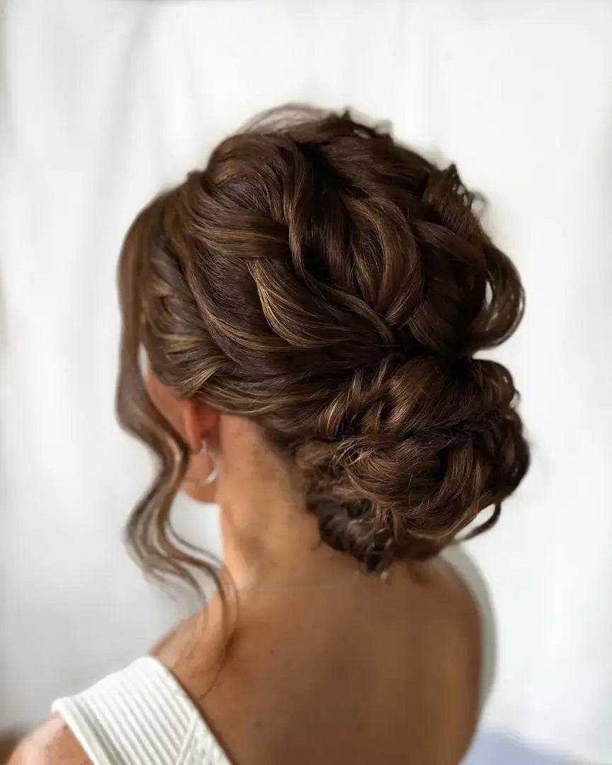 Twisted Updo With Warm Highlights Twisted Updo With Warm Highlights — Wedding Hair