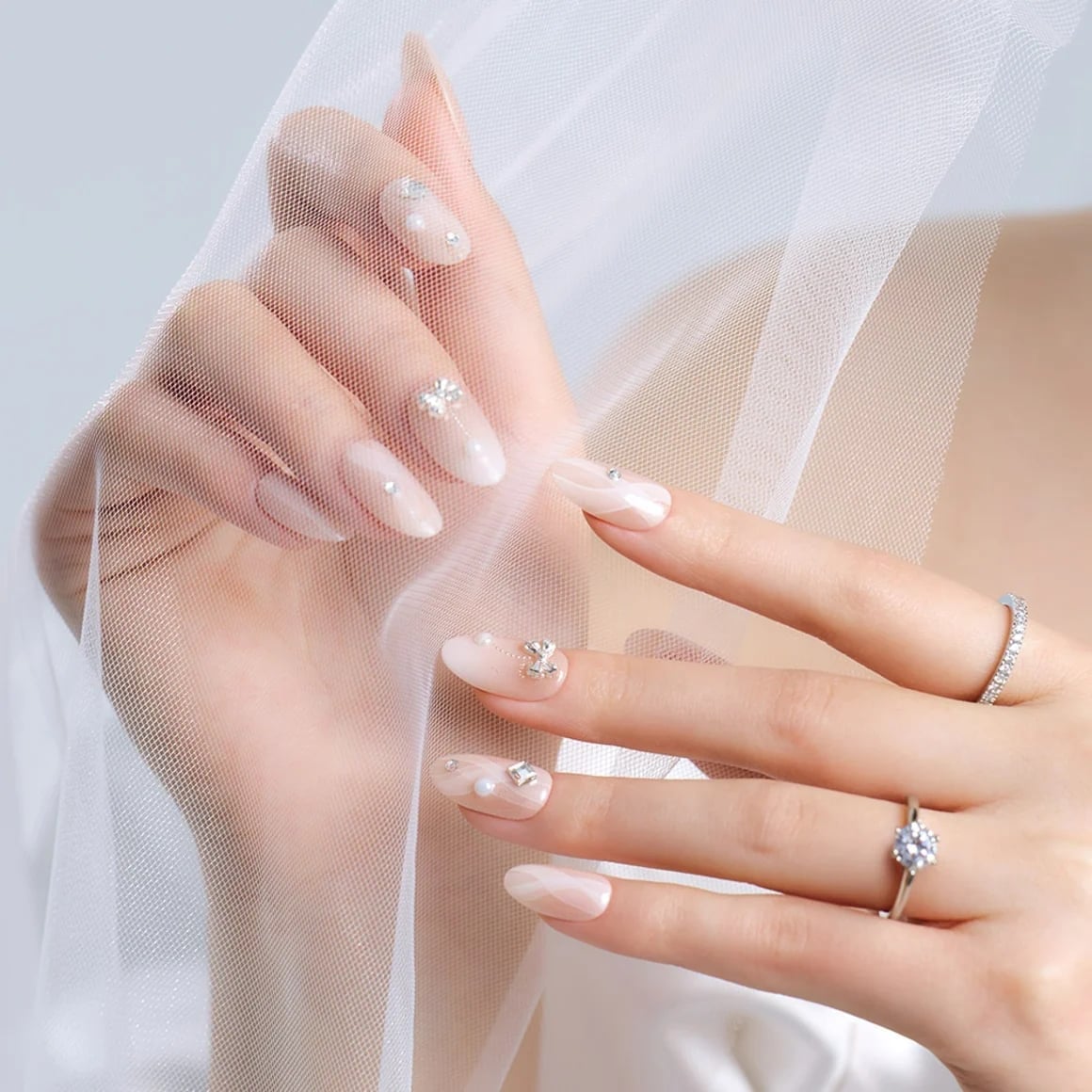 Short Almond Nails Milky Semi-Matte Finish Short Almond Nails Milky Semi-Matte Finish — Wedding Nails for Bride