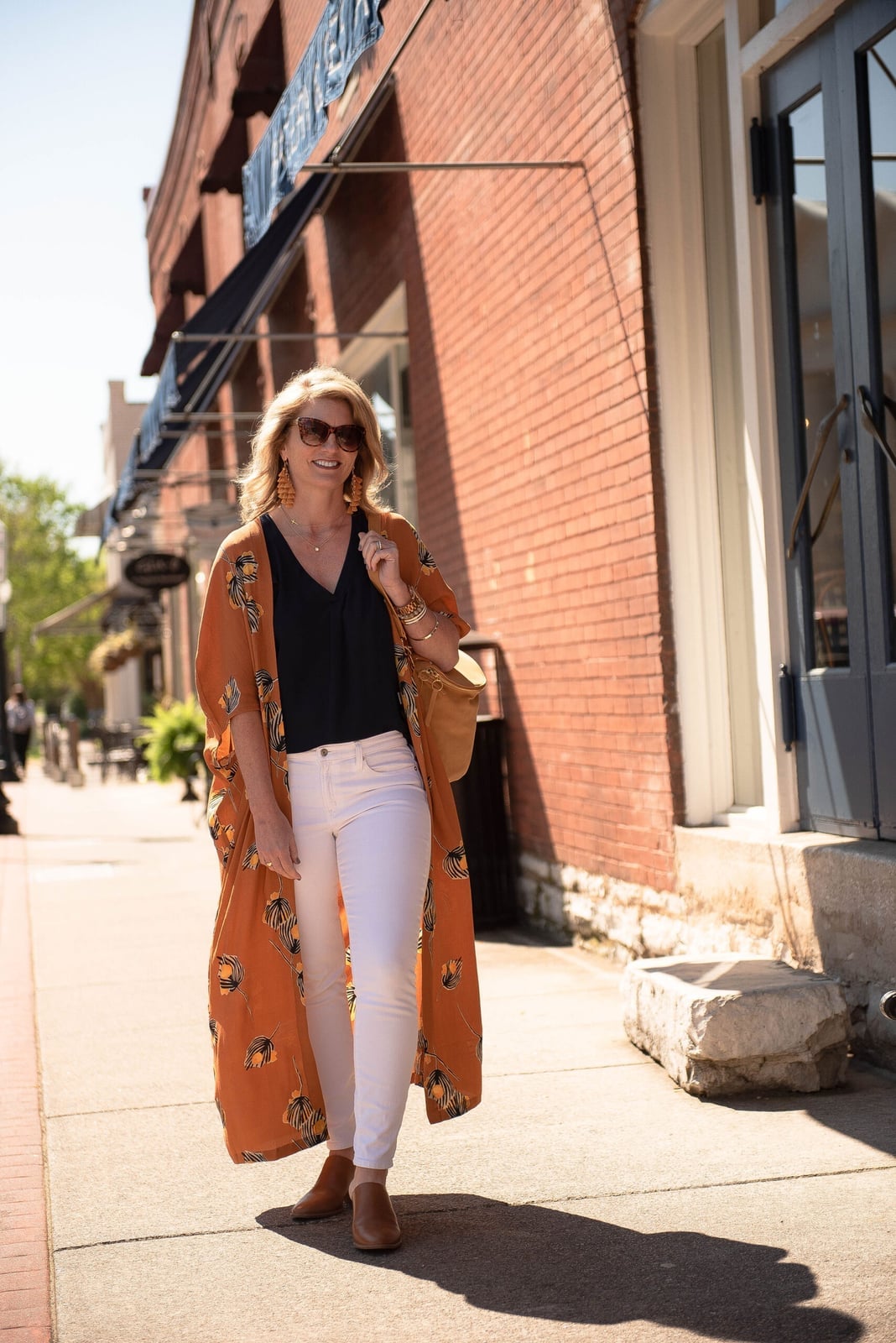 Printed kimono over slim-fit jeans Printed kimono over slim-fit jeans — Weekend Outfits
