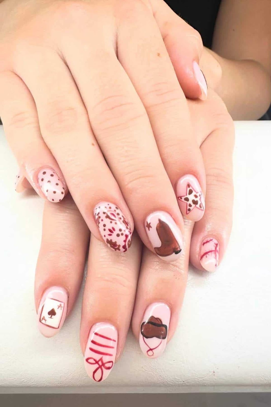 Light Pink Oval Nails with Western Accents Light Pink Oval Nails with Western Accents — Western Nails