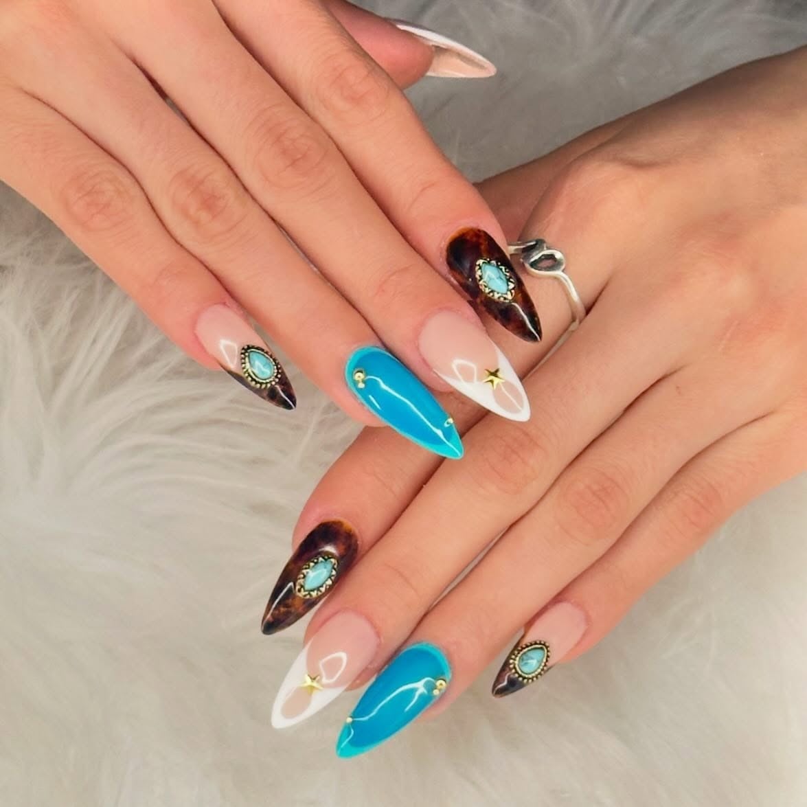 Long Stiletto Turtle Shell Nails Long Stiletto Turtle Shell Nails — Western Nails