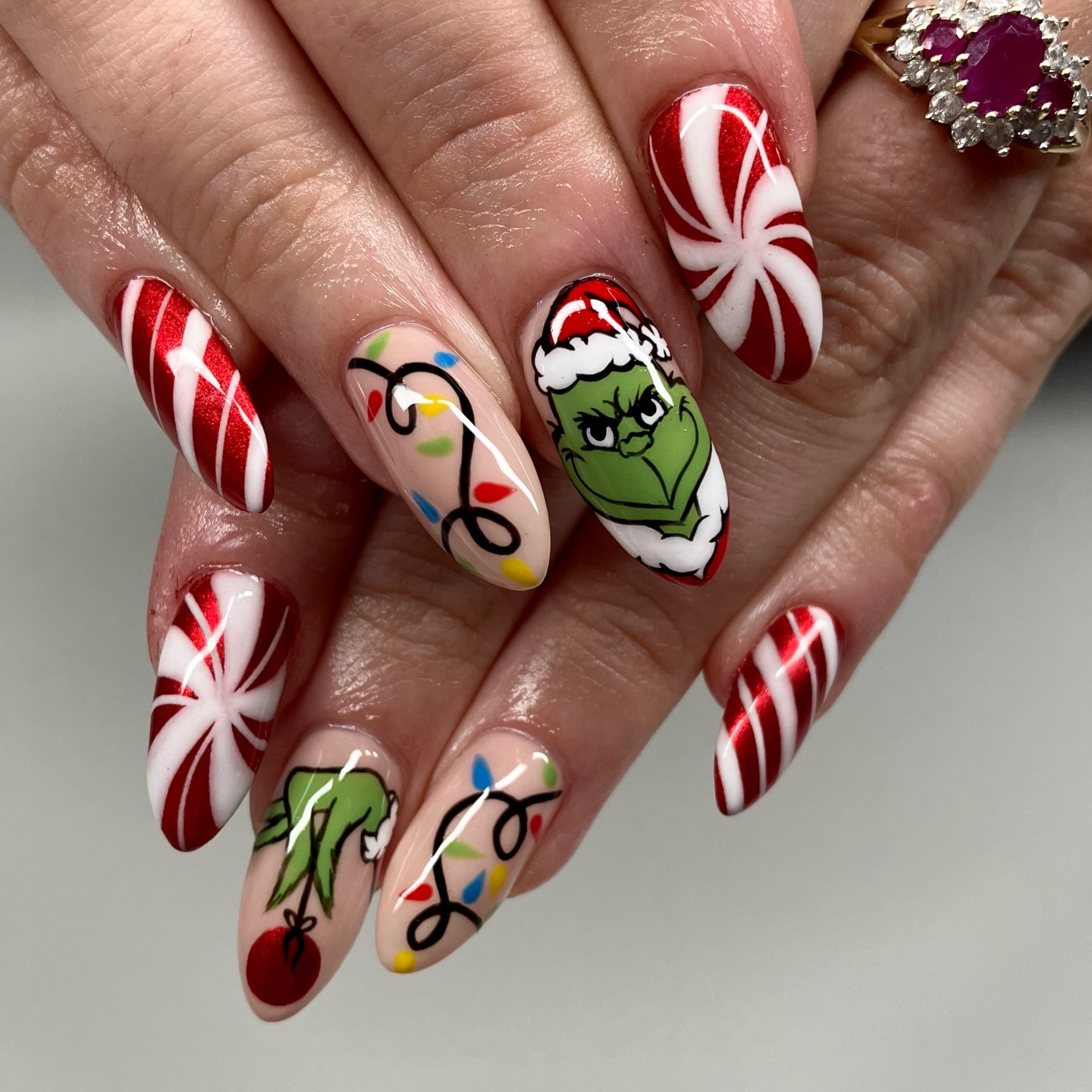 Whimsical Grinch Christmas Nail Art
