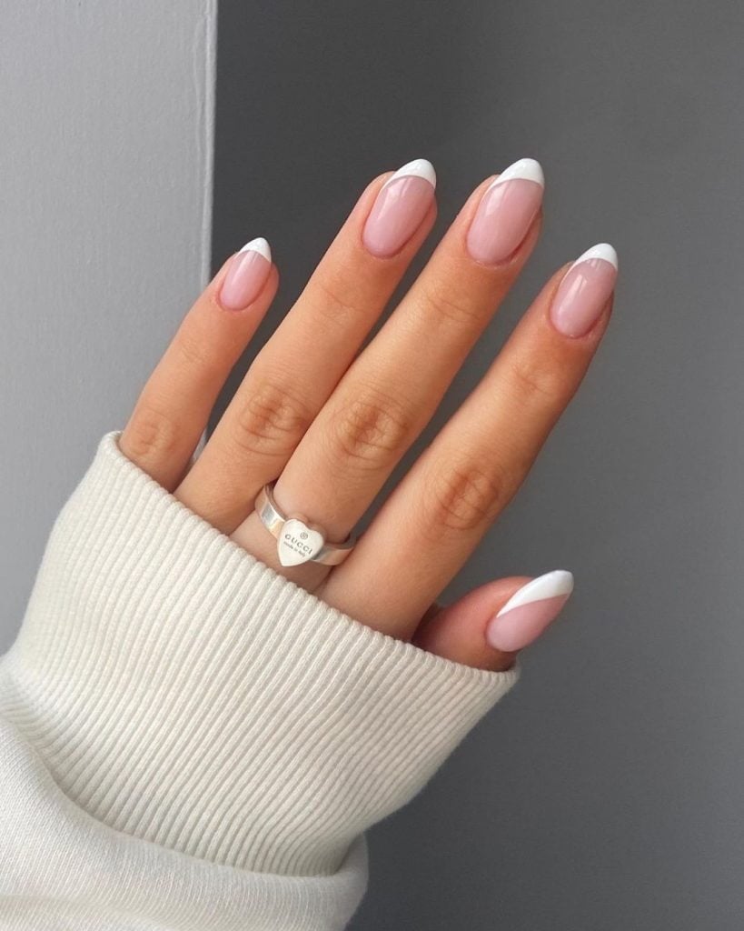 Classic White French Tip Medium Almond Nails Classic White French Tip Medium Almond Nails — White Acrylic Nails