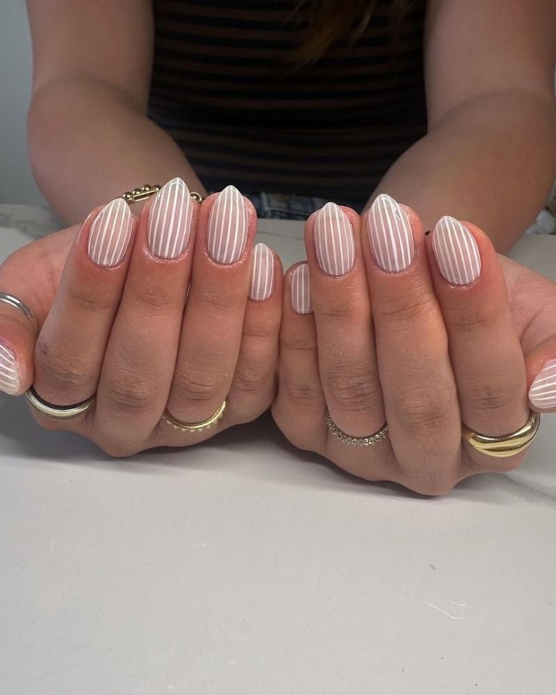 White Abstract Black Line Art Medium Almond Nails White Abstract Black Line Art Medium Almond Nails — White Acrylic Nails