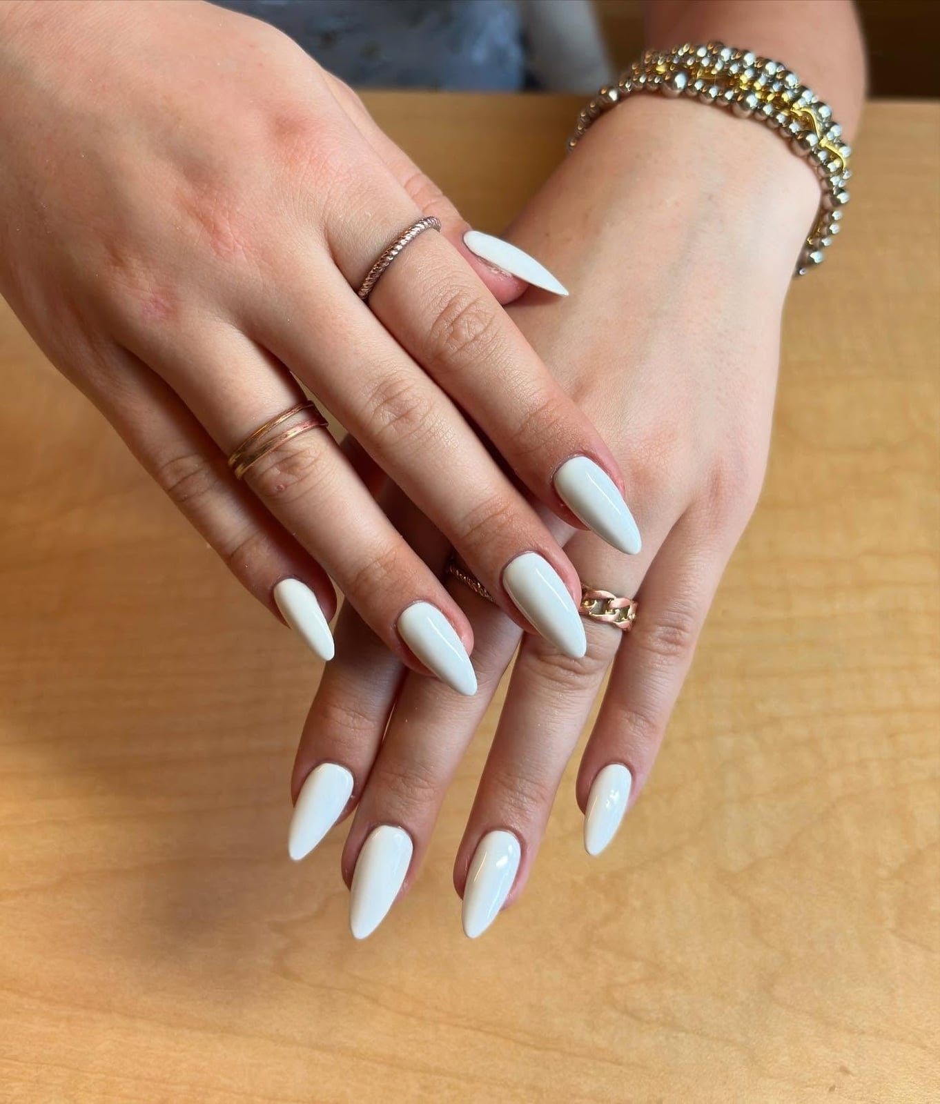 White French and Line Art Medium Almond Nails White French and Line Art Medium Almond Nails — White Acrylic Nails