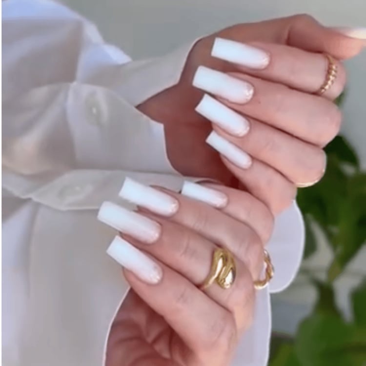 Classic White French Tip Long Square Nails Classic White French Tip Long Square Nails — White Acrylic Nails