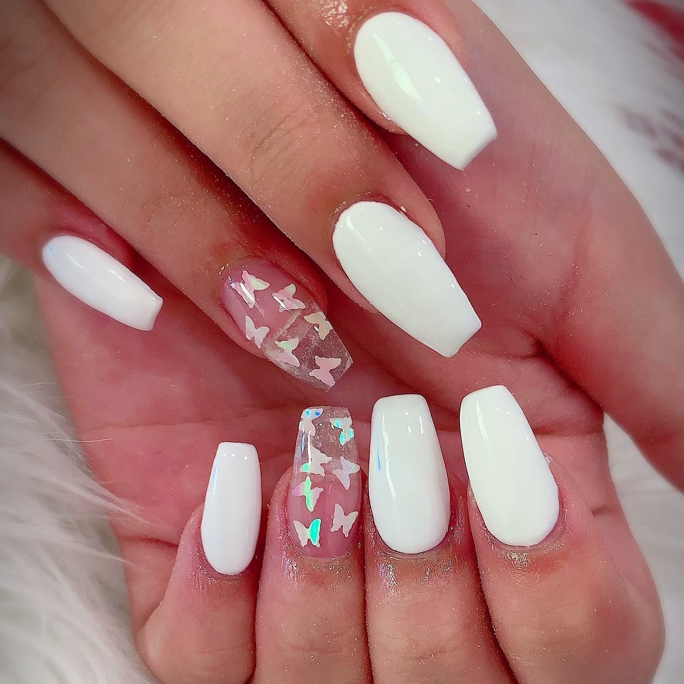 Classic White French Tip Short Square Nails, Office-Safe Version Classic White French Tip Short Square Nails, Office-Safe Version — White Acrylic Nails