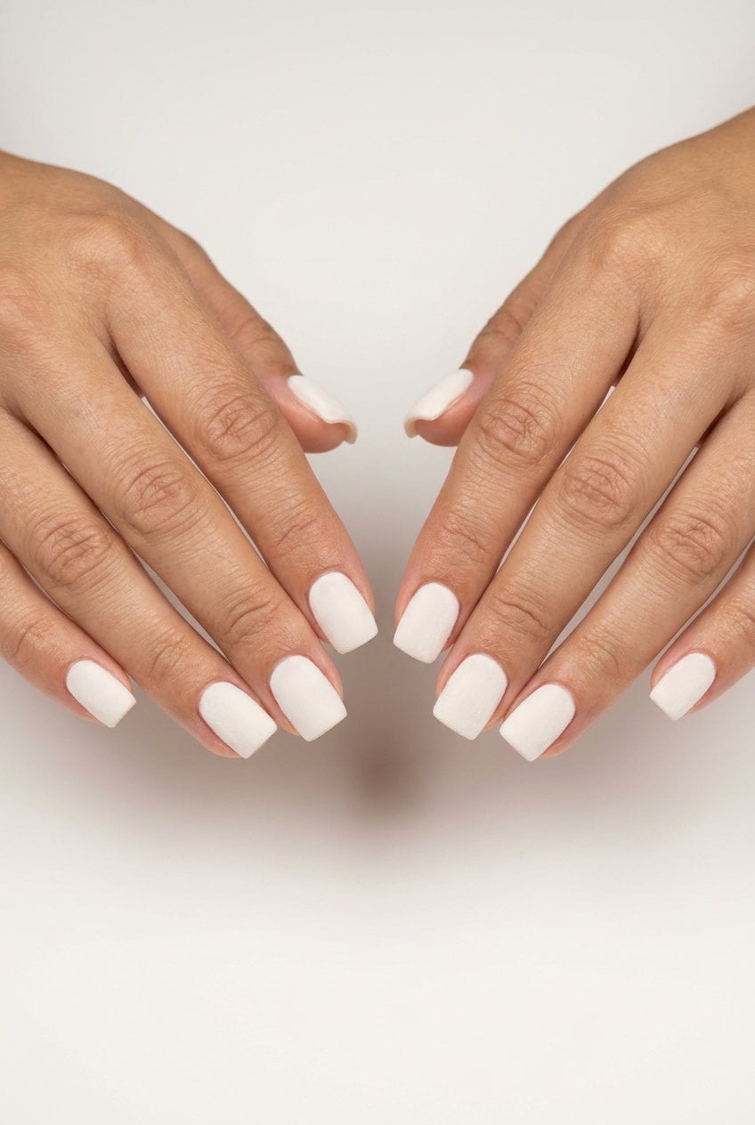 Opaque Matte White Short Square Nails, Solid Color Opaque Matte White Short Square Nails, Solid Color — White Acrylic Nails