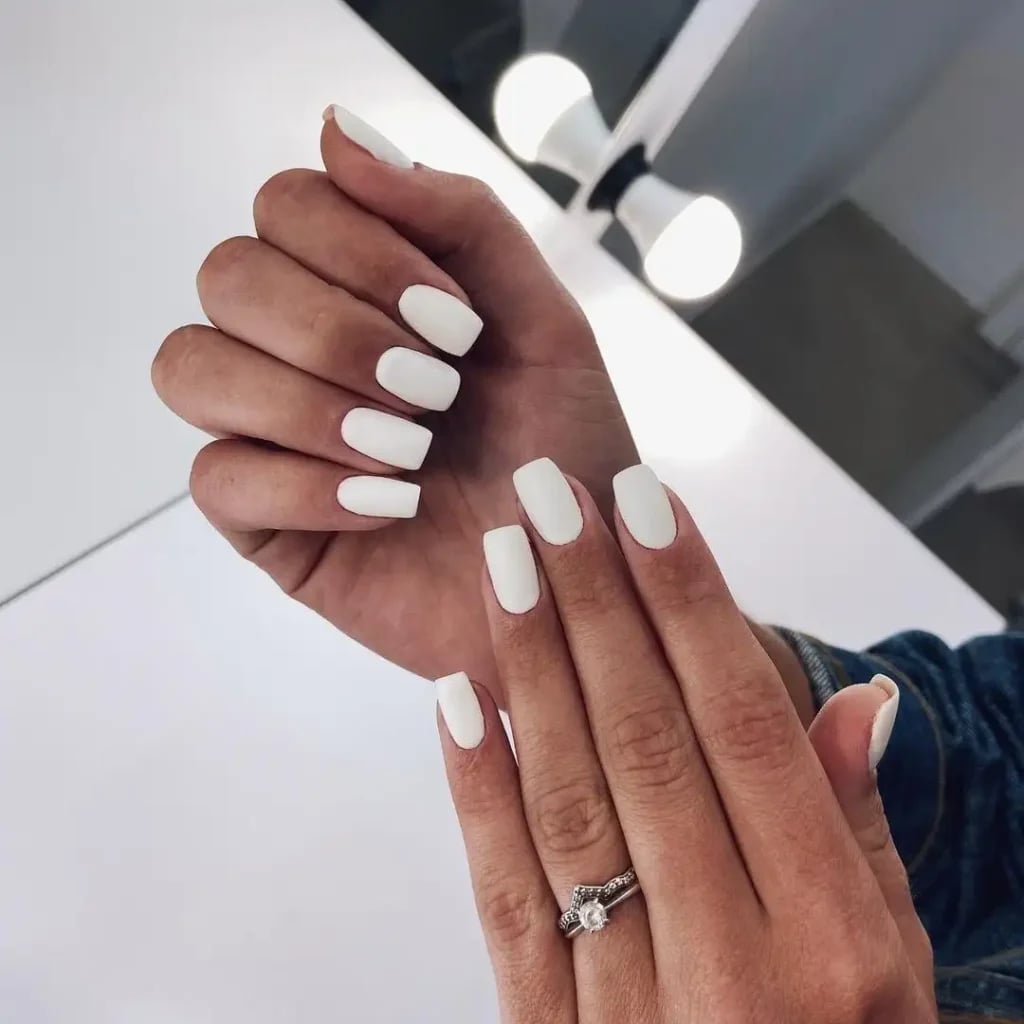 Opaque Matte White Short Square Nails Opaque Matte White Short Square Nails — White Acrylic Nails