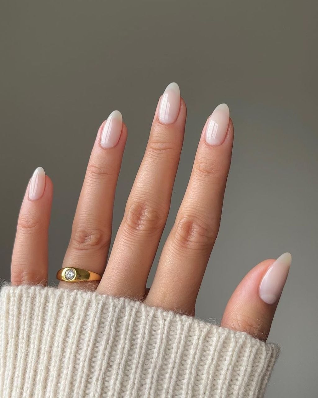 Sheer Milky White Glossy Almond Nails Sheer Milky White Glossy Almond Nails — White Acrylic Nails