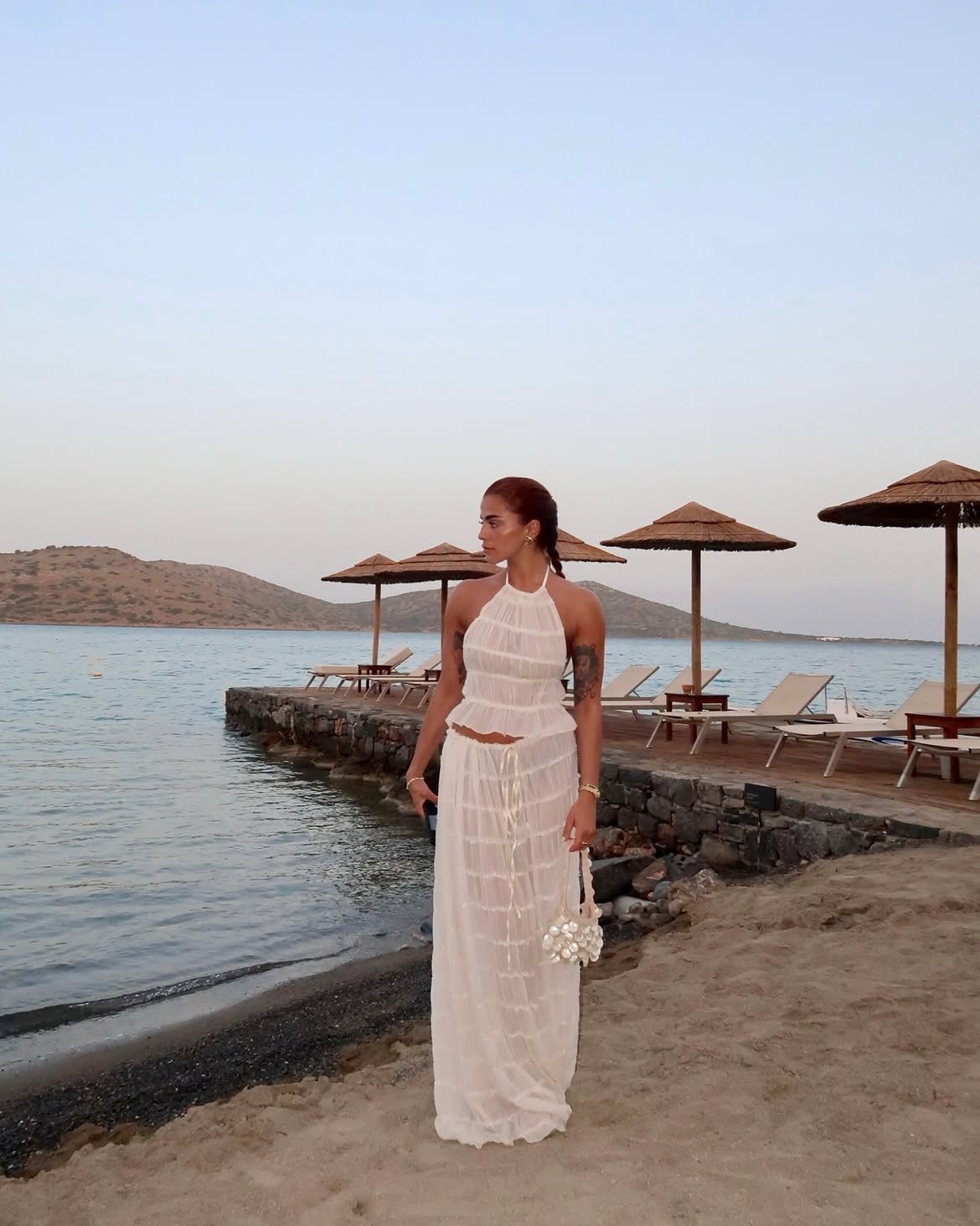 White Halter Top And Matching Maxi Skirt Holiday Look