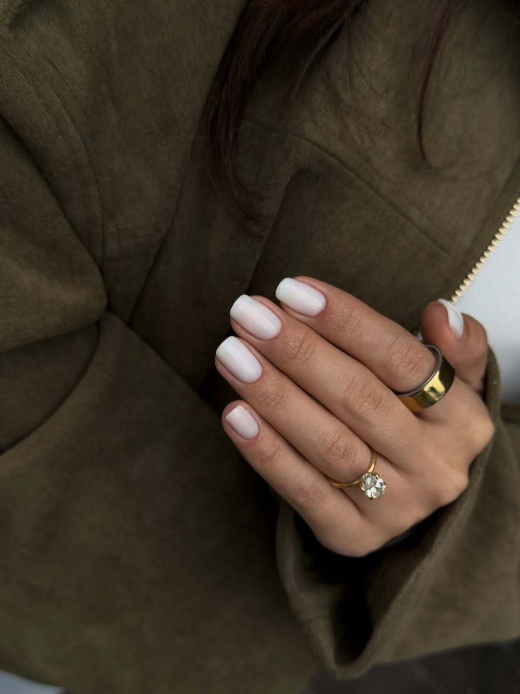Short Square Milky White Glossy Nails, With Smooth Cuticle Lines Short Square Milky White Glossy Nails, With Smooth Cuticle Lines — White Nails