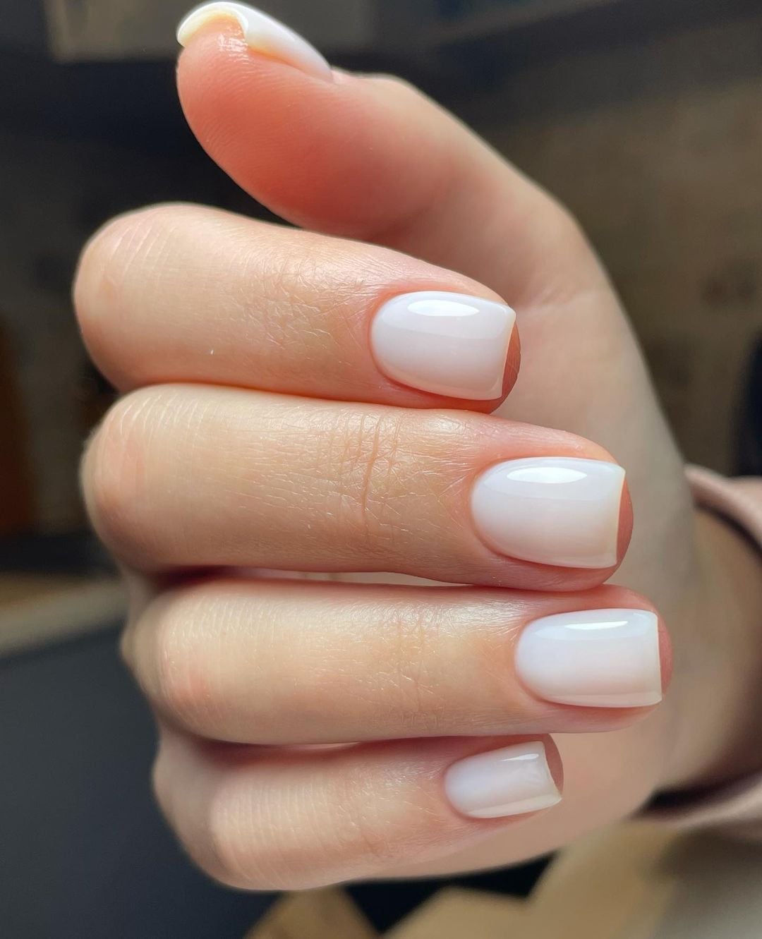 Short Almond Milky White Glossy Nails, Everyday Version Short Almond Milky White Glossy Nails, Everyday Version — White Nails
