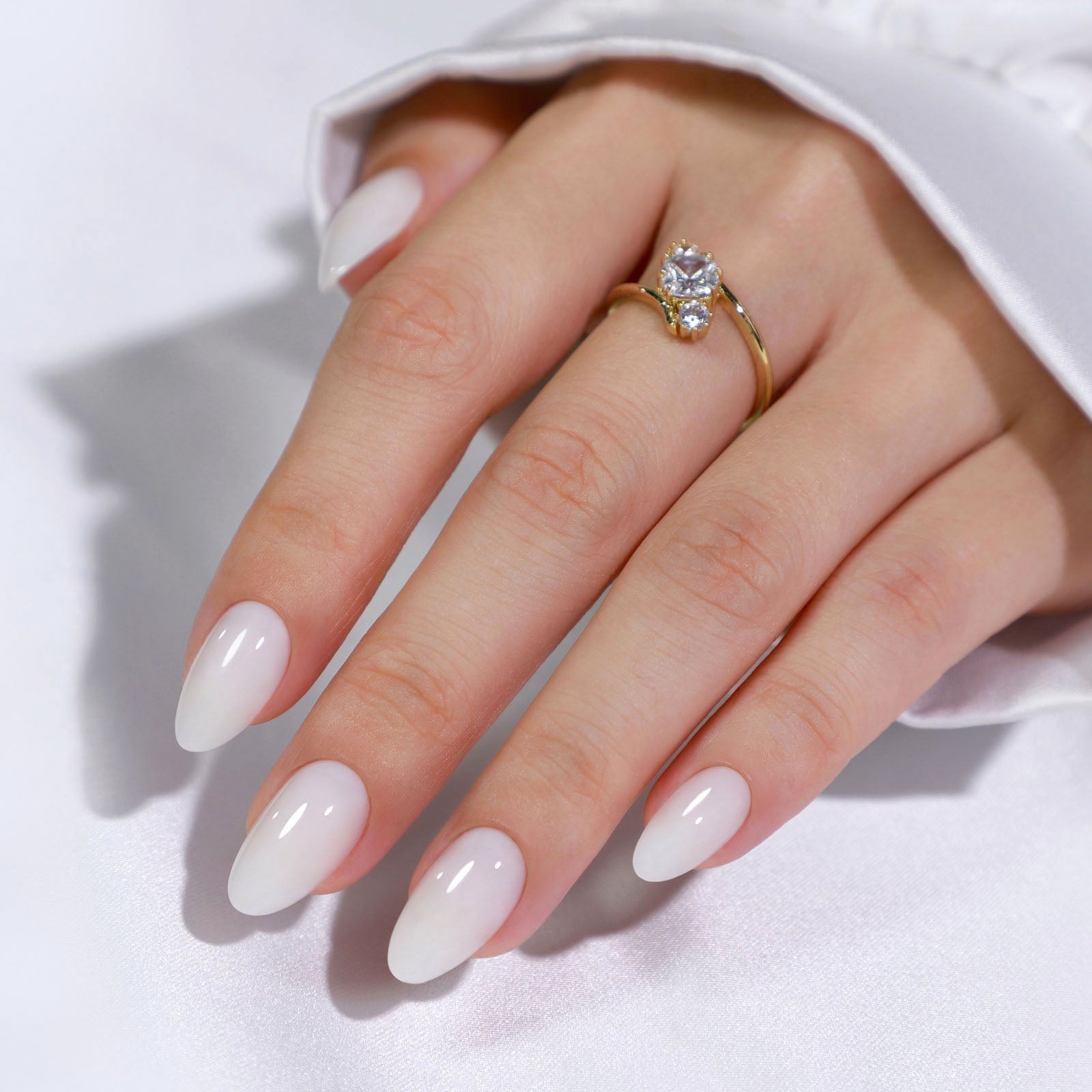 Short Almond Milky White Satin Finish Nails Short Almond Milky White Satin Finish Nails — White Nails