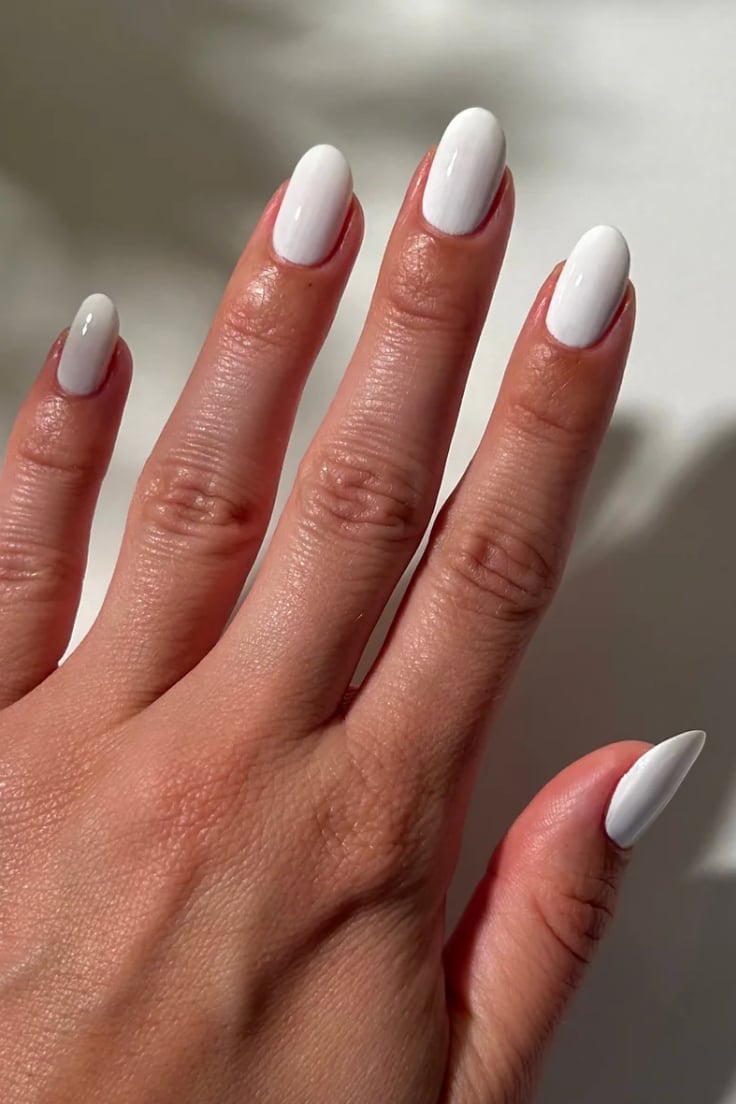 Bright White High Gloss Almond Nails Bright White High Gloss Almond Nails — White Nails