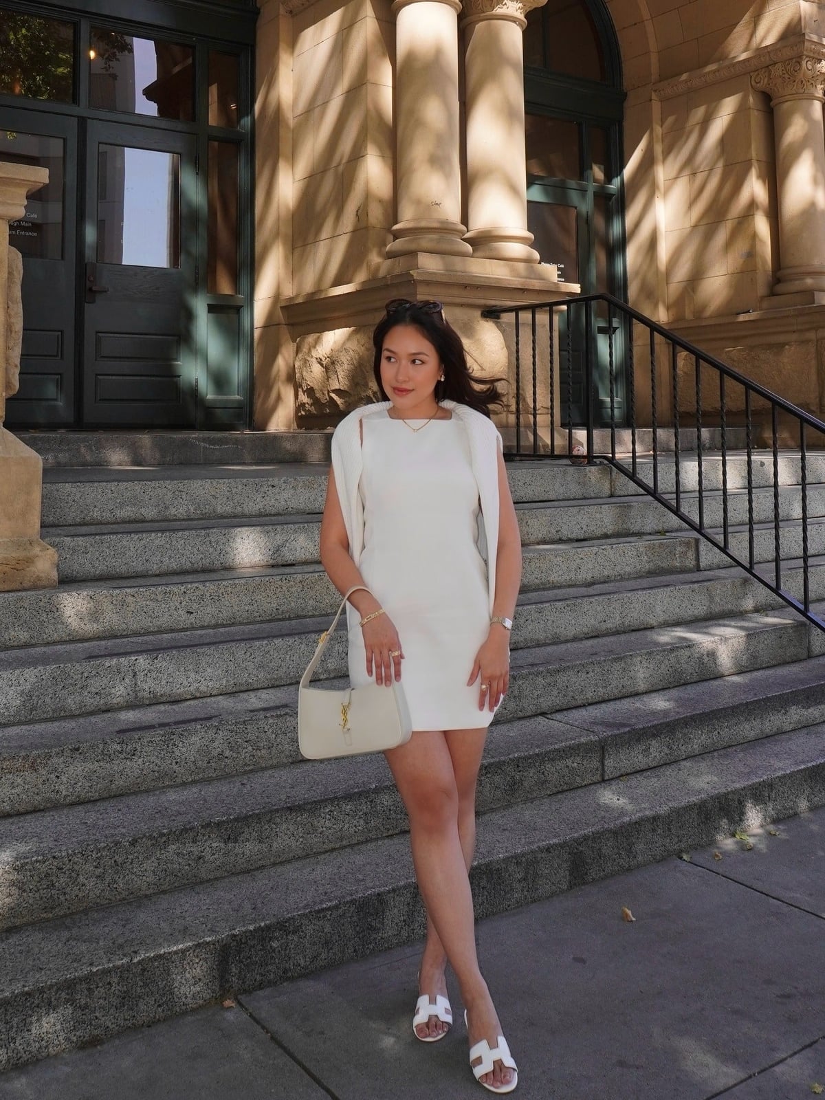 White Mini Dress with Cape-Like Sleeves White Mini Dress with Cape-Like Sleeves — White Outfits