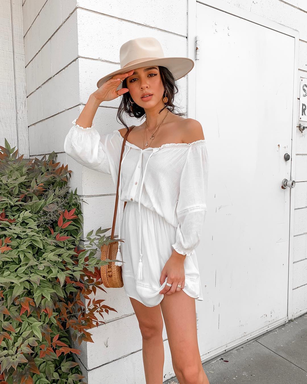 White Off-the-Shoulder Mini Dress with Tassels White Off-the-Shoulder Mini Dress with Tassels — White Outfits