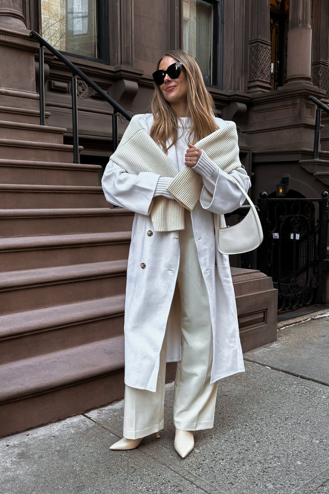 Textural White and Cream Outfit with Trench Coat Textural White and Cream Outfit with Trench Coat — White Outfits