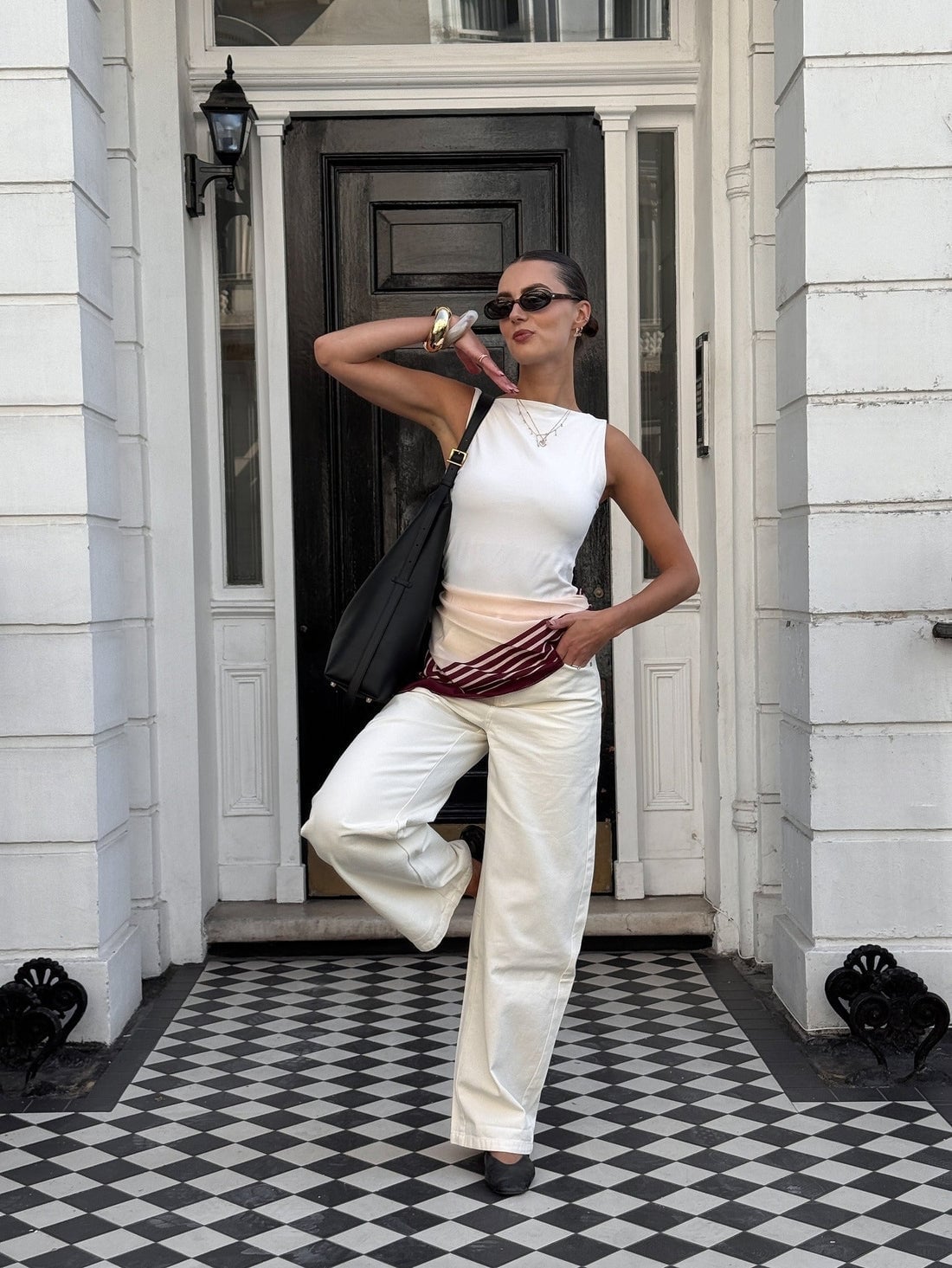 Relaxed White Trousers With a Sash Detail Relaxed White Trousers With a Sash Detail — White Pants Outfits