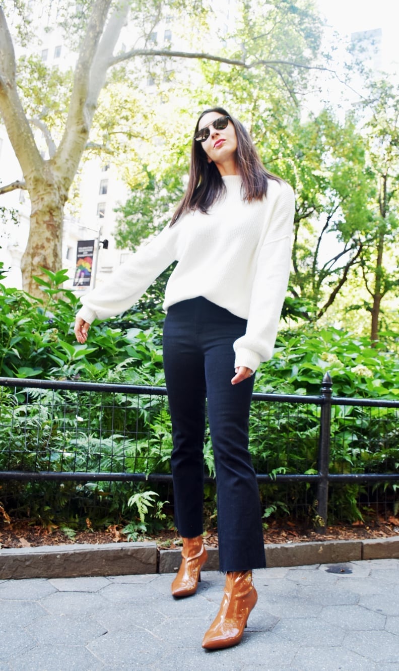 Relaxed White Knit Sweater With Cropped Pants Relaxed White Knit Sweater With Cropped Pants — White Top Outfits
