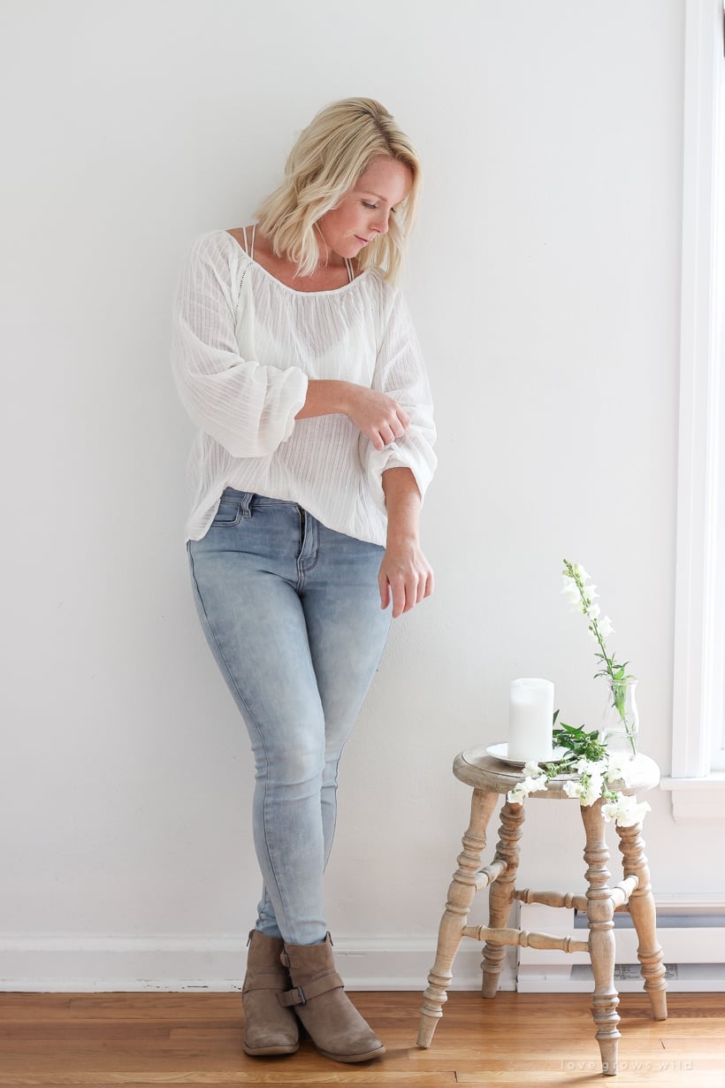 White Sheer Blouse With Skinny Jeans White Sheer Blouse With Skinny Jeans — White Top Outfits